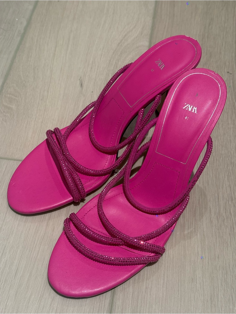 Zara Fuchsia Strappy Slide Heels